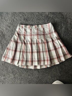 aerie Pleated Plaid Mini Skirt